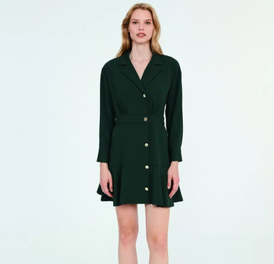 claudie pierlot green dress Claudie Pierlot Green Knitted jumper dress with gold button detail UK 12 main image 0