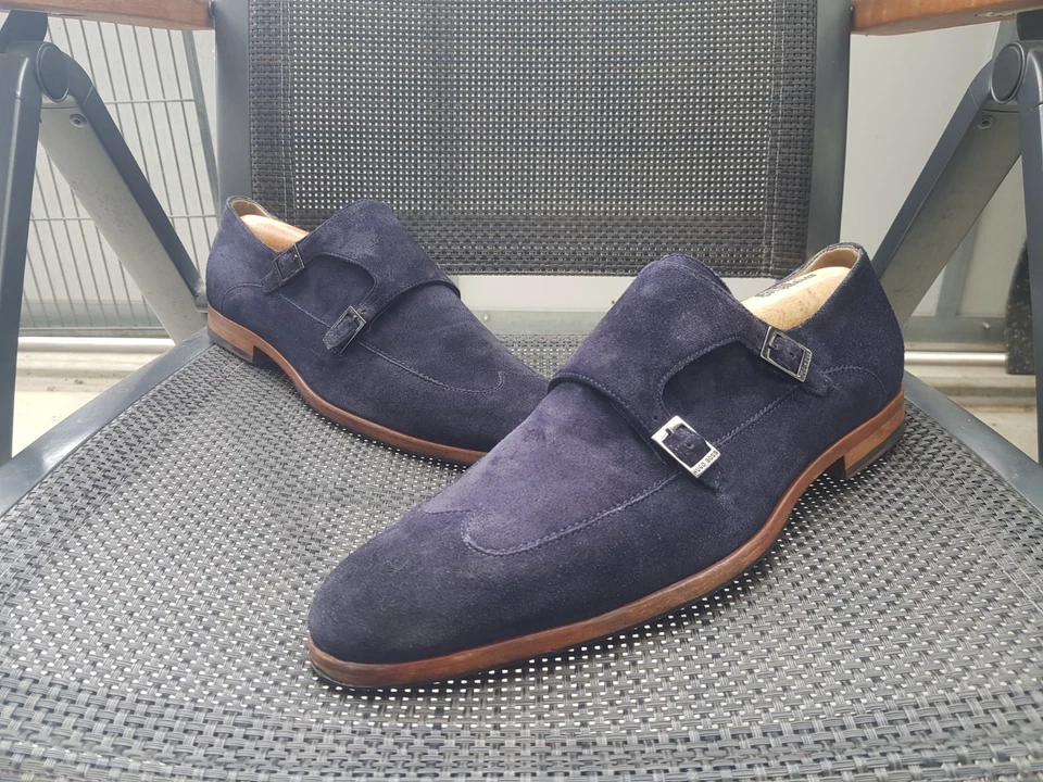 Hugo Boss Doppelmonk Herrenschuhe dunkelblau Gr.43 UK 9 - Bild 1 von 1
