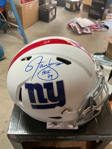 Lawrence Taylor Signed Full Size FLAT WHITE Helmet Beckett  Giants  Replica