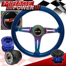 Blue Extender + Quick Release + Neo Chrome Blue Steering Wheel For 90-93 Accord