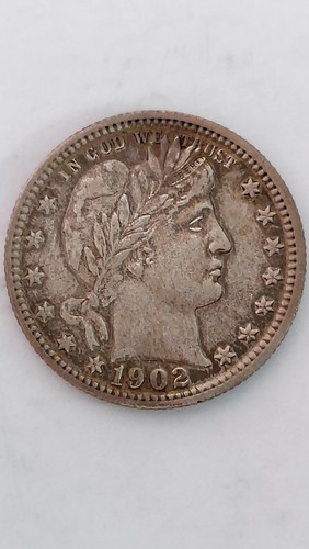 1902-P United States Barber Quarter Dollar - Picture 1 of 2