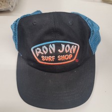 Ron Jon Surf Shop Trucker Hat Blue Mesh Black Brim Embroidered Logo Youth
