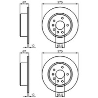 2X Bosch Bremsscheiben Ø270Mm Hinten Passend FÜR Opel Omega Senator