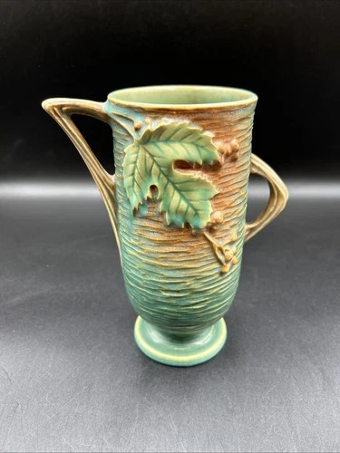 Roseville Pottery Bushberry Vase Vintage 1940’s Berry & Leaf 29-6 Twig Handles