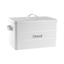 Kitchen Bread Bin Metal Vintage Tin Kitchen Canister Steel Storage Caddy 40cm