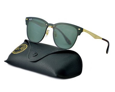 Ray Ban Sunglasses RB3576N Blaze Sunglasses Gold Frame Green Classic Lenses 47mm Ray-Ban Blaze Clubmaster RB3576N Polished Gold Dark Green UV  main image 4