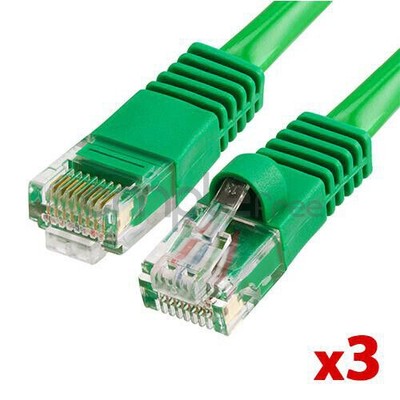 3x 5FT CAT5e Cable Ethernet Lan Network CAT5 RJ45 Patch Cord Internet Green NEW