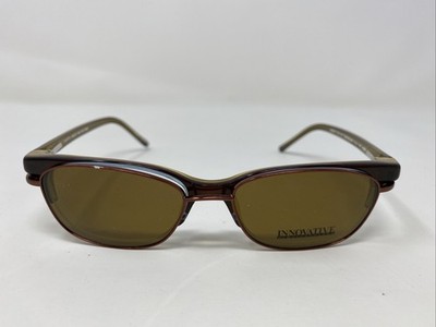 Innovative IMF379 Sky Blue/Amber 49-15-140 Eyeglasses Frame w/ Clip-on OU26