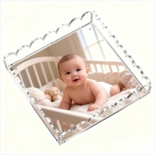 Acrylic Trays for Display,Scalloped Magnetic Tray with Changeable Photo Inser...