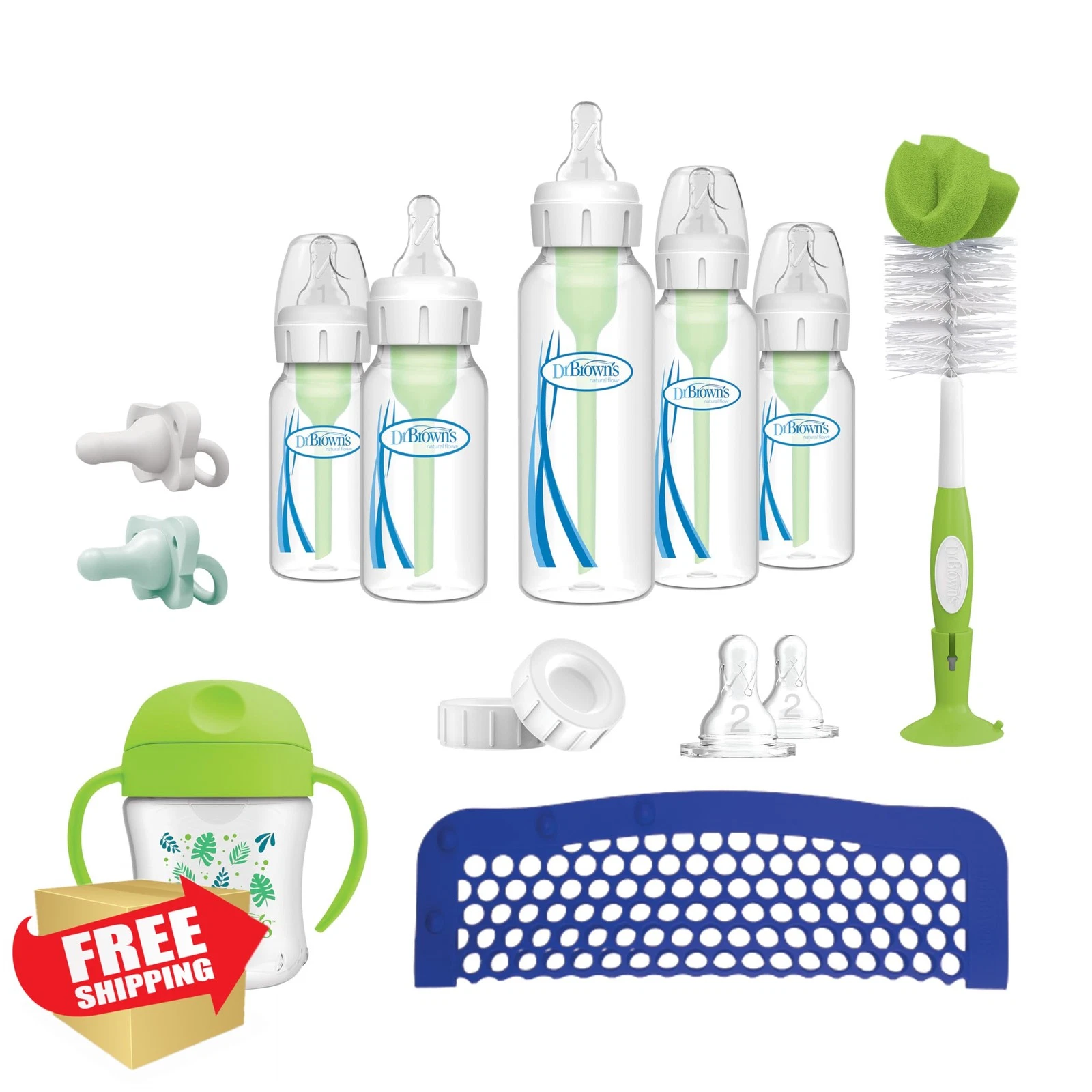 Dr. Brown's Anti-Colic Options+ Feeding Set Newborn Bottles Pacifier