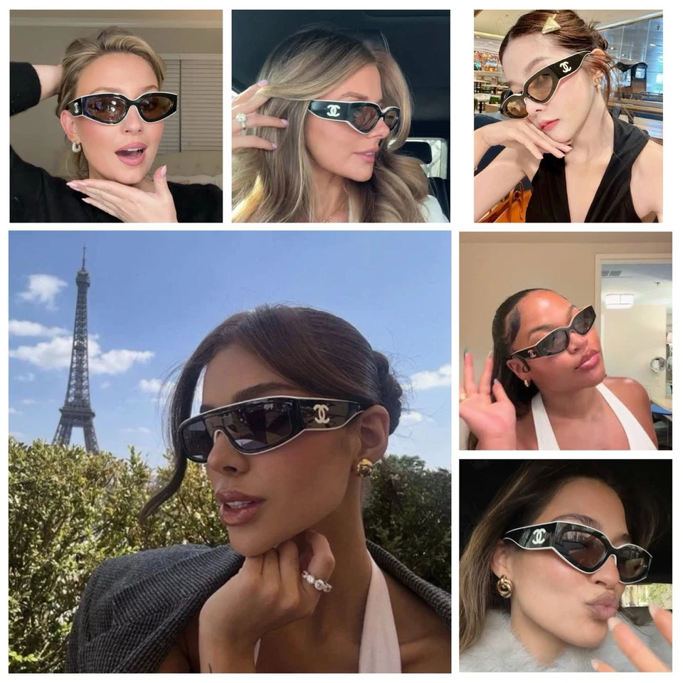 Gafas de sol Chanel 6056 marco blanco negro lentes amarillas ojo de gato para mujer” Foto 2 de 4