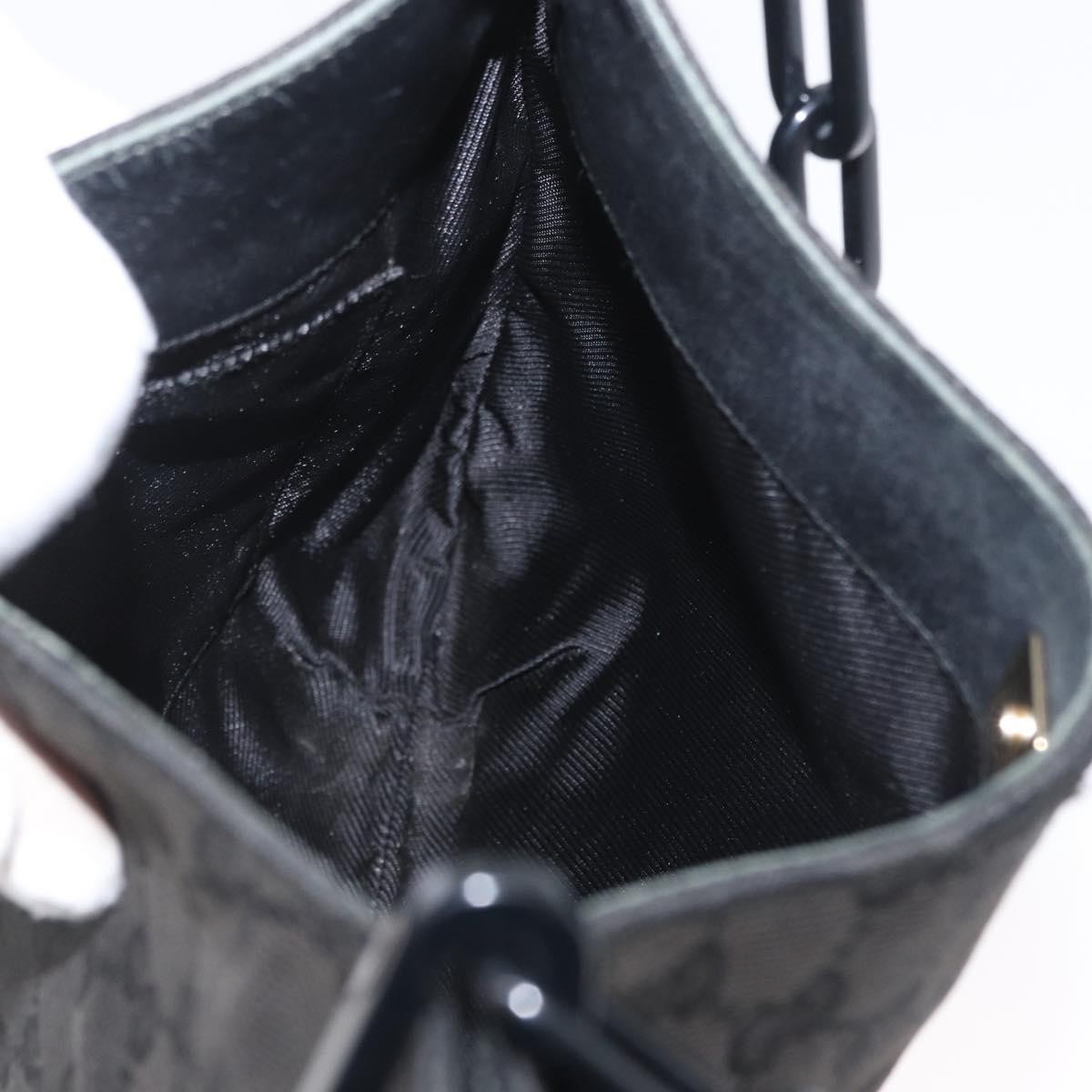 GUCCI GG Canvas Plastic Chain Shoulder Bag Black Gold 001 4168