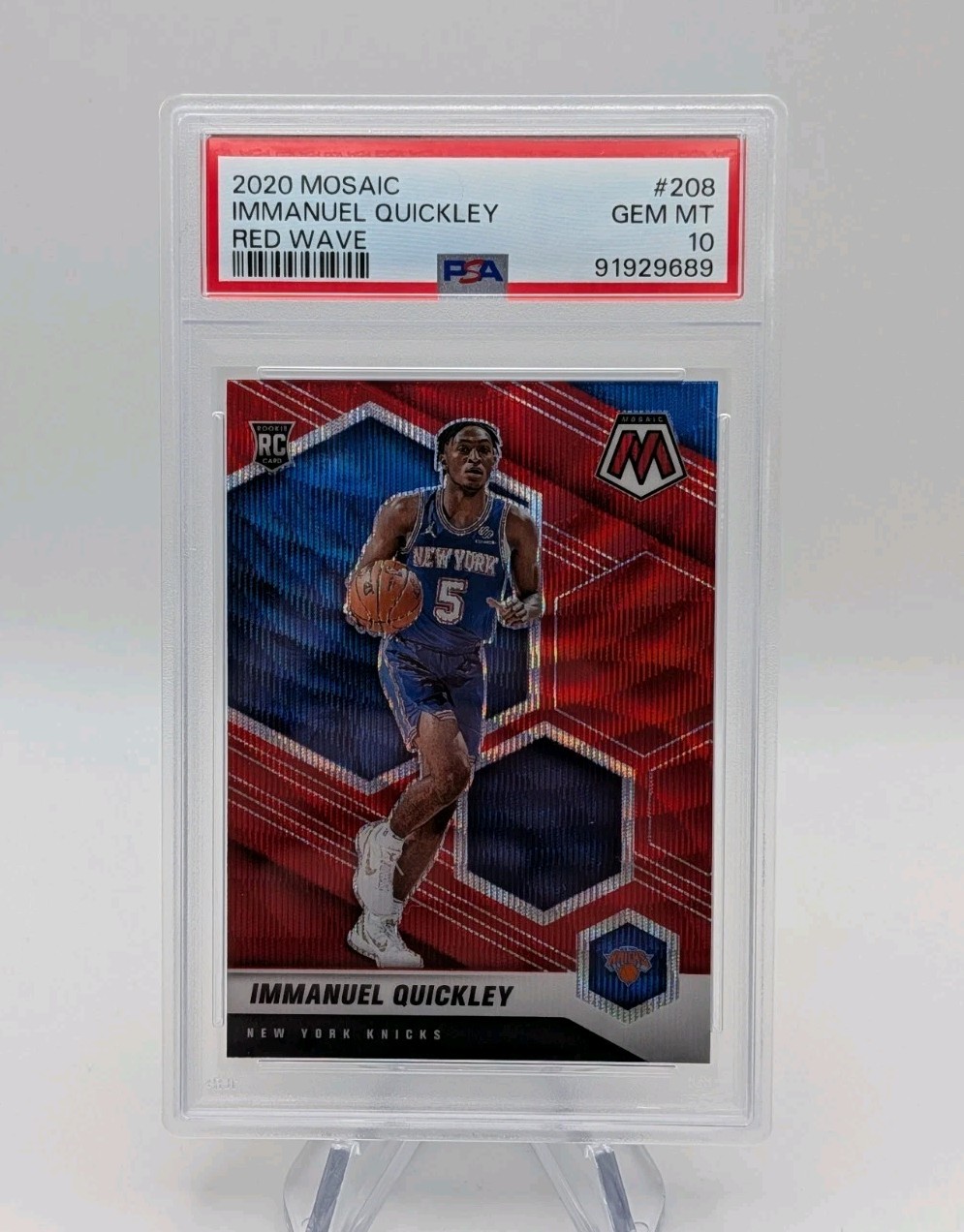 Immanuel Quickley 2020-21 Panini Mosaic Basketball Red Wave Prizm RC #208 PSA 10