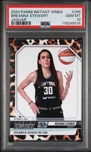 2024 Panini Instant WNBA Breanna Stewart #256 Defensive Team Jaguar /10 PSA 10