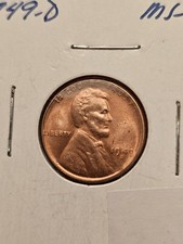 1949-D LINCOLN WHEAT CENT KM#132 BRILLIANT RED UNCIRCULATED FREE SHIPPING 