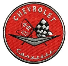Big Chevrolet Corvette Iron-On or Sew-On Embroidered Patch Diameter 10" Inches 