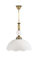 Deckenleuchte Jugendstil Glas Schirm Weiß Messing Tobsyn Esszimmer Lampe