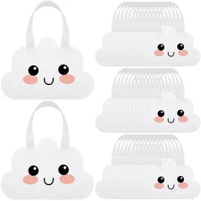 36 Pcs Clouds Party Bags Bulk White Non Woven Tote Cloud Goodie Bags with Han...