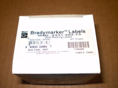 Brady WML-2431-292-75 wire cable label marker ID NEW