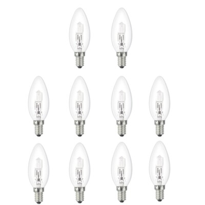 10x Low Energy Halogen Kerze 18W E14 klar (entspricht 25 Watt) dimmbar