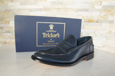 Tricker's EU 41 UK 7 Slipper Halbschuhe Loafers Jake navy blau NEU ehem UVP 525 