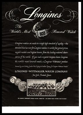 1947 Longines Wittnauer Watch Co. Symphonette Mishel Piastro Conductor Print Ad