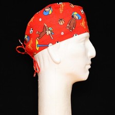 Curious George Playing Soccer Theme Scrub Hat