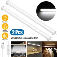 2PCS LED Strip Bar Lights Kitchen Under Cabinet Closet Wall Lamp USB Charge Gift