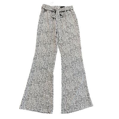 Lucy Paris White Black Animal Printed Belted Wide Leg Pants Size XS