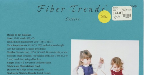 Fiber Trends Knitting Pattern CH-29 Sisters - Toddler Child Dress 12mos-4T - Picture 3 of 3