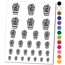 Potted Aloe Vera Succulent Temporary Tattoo Water Resistant Fake Body Art Set