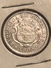 Costa Rica 10 centimos 1905, UNC,  Republic of Costa Rica (1896 - 1950) 