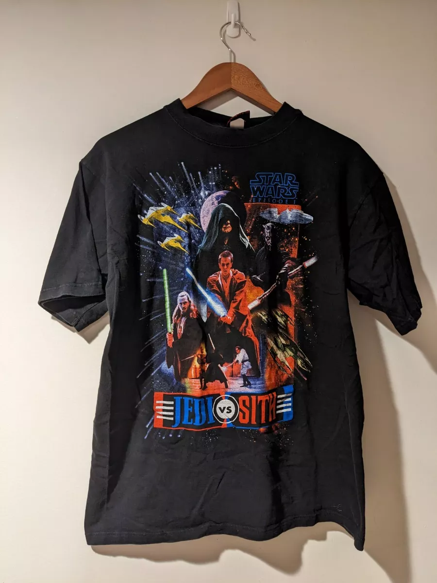 Vintage 90s Star Wars Jedi Vs Sith Episode 1 Movie Promo Black Large T-Shirt