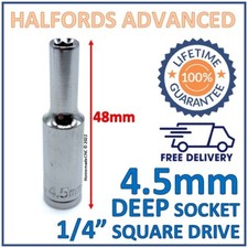 Halfords Advanced 4.5mm 1/4" Square Drive 6 Point Deep Socket Lifetime Guarantee