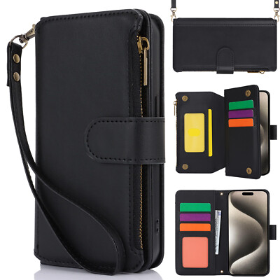 For Samsung Galaxy S24 Ultra S23 S22 Crossbody Wallet Case with RFID  Blocking
