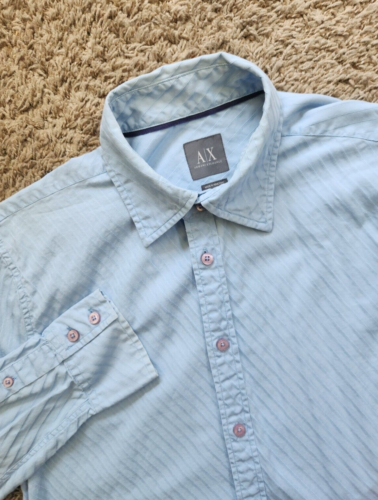 Armani Exchange AX Dress Shirt L/s Men's M 15.5" Medium Diagonal Stripe Textured - Picture 1 of 9