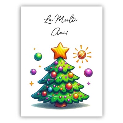 La Multi Ani! Craciun Fericit. Personalisierte rumänische Weihnachtskarte.