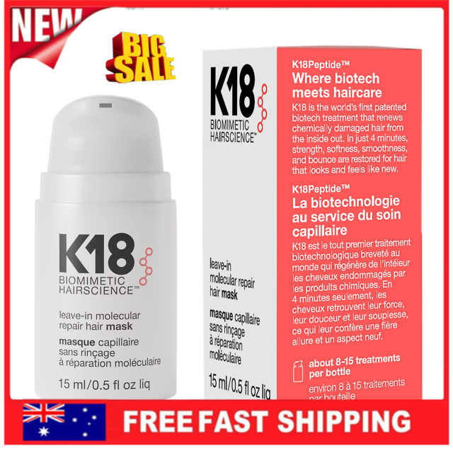 K18 Leave-In Molecular Repair Hair Mask For all hair types 15/50ml NEW IN BOX AU
