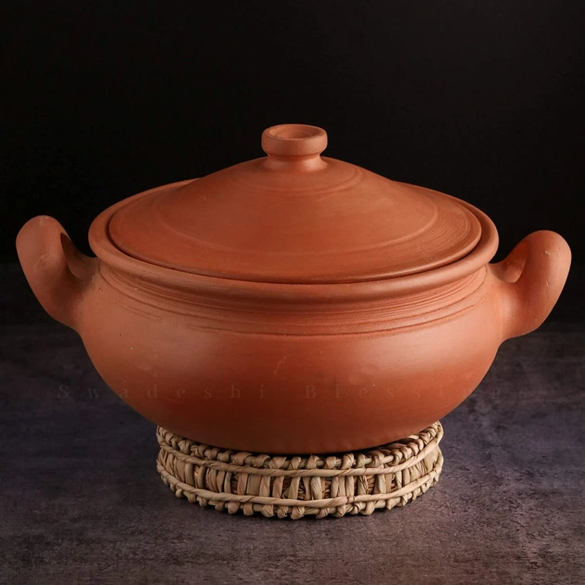 Handmade Traditional Earthen Handi Clay Pot for Cooking Serving