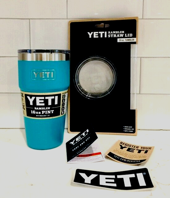 NWT Offshore blue yeti 16 ounce pint with magslider lid.