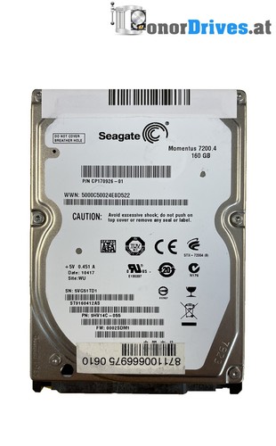 Seagate ST9160412AS - 160 GB - SATA - 9HV14C-055 - PCB 100536286 Rev. E*