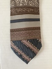 Wembley Pure Silk Men's Necktie Tie Black Green Tan Abstract Made in USA
