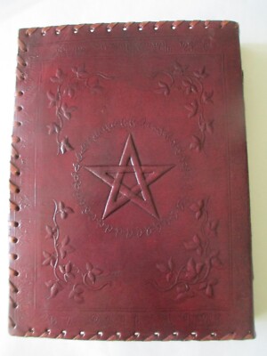 leather pantagram star blank journal with 2 clasps 10x7.5 notebook