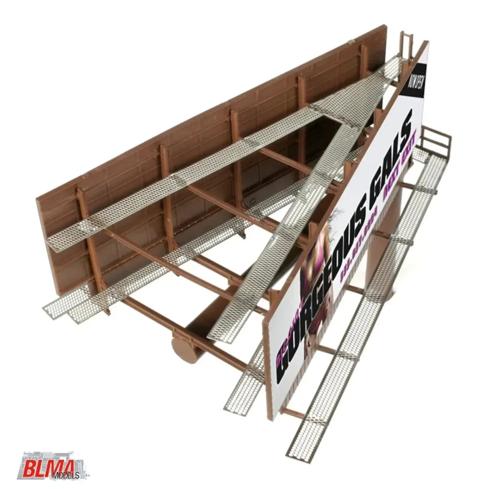 MODERN TWO-SIDED ROADSIDE BILLBOARD w/SIGNAGE - N Scale BLMA BUILT - NEW OOP - Image 4 of 4