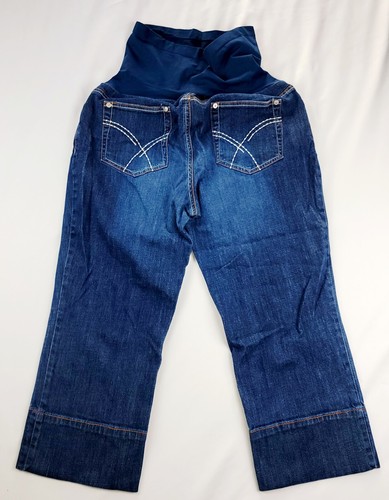 Motherhood Maternity Womens Size Large Capri Jeans Pull On Dark Wash Denim - Picture 3 of 7