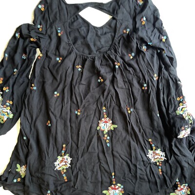 free people oxford black embroidered swing dress BALMAIN x H&M - Pre-owned viscose dress decorated with pearls (T34)