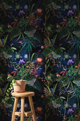 Self Adhesive Botanical Wallpaper Peel and Stick Roll Wall Mural Secret Garden