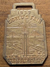 1939 World's Fair San Francisco California CA GGIE Treasure Island Watch Fob