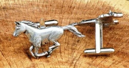 Running Horse Animal Lover Unique Design Men's Cufflink in 925 Sterling Silver. - Image 2 of 3