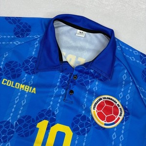 Colombia Valderrama 10 Soccer Jersey Blue World Cup USA 94 Mens XL Retro Shirt